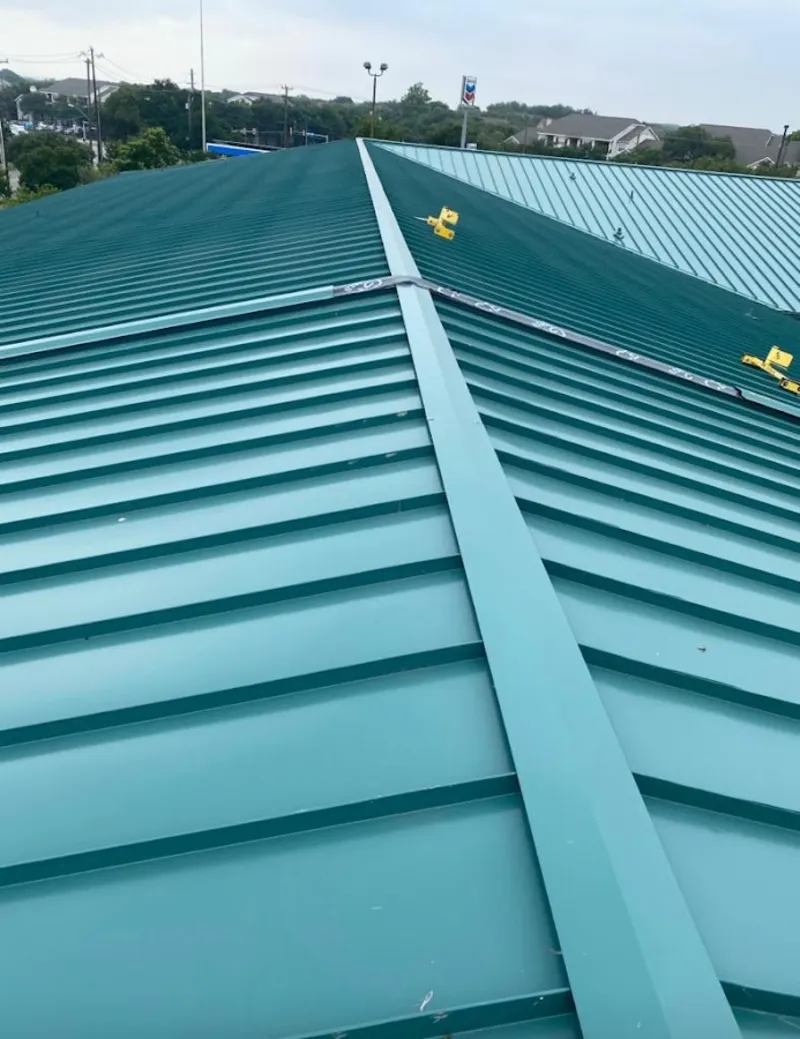 Green commercial metal roof ridge and valley for Metal Roof Repair in Chino Valley